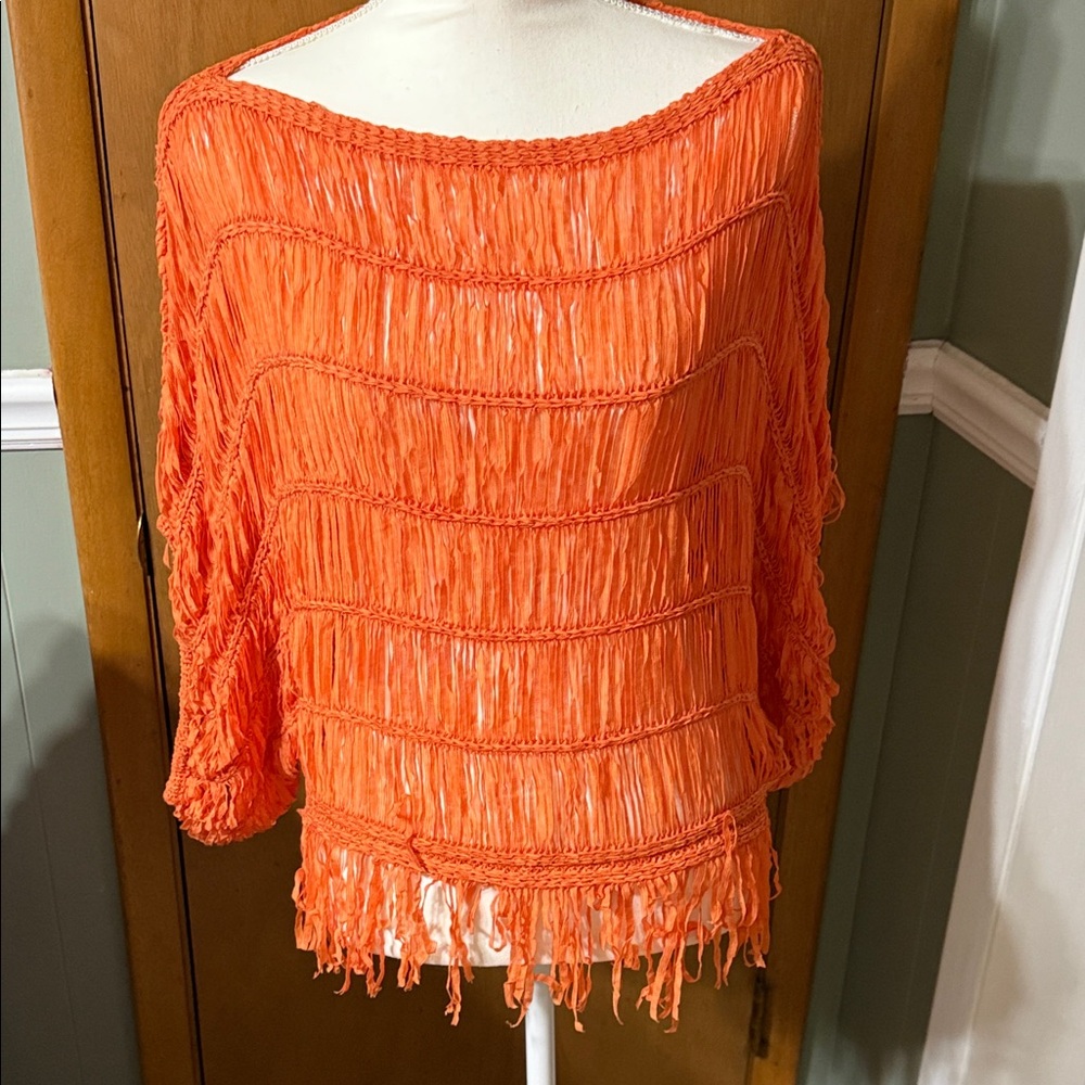 Orange Fringe Women's Top